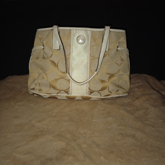 Coach Signature Stripe Framed Carryall - Picture 2 of 16